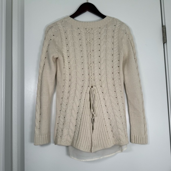 🪩 CAbi Cream Cable Knit Sweater - Picture 3 of 6